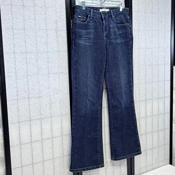 Tommy Hilfiger Petite Low Rise Boot Cut Stretch Denim Jeans 10P Dark Wash Faded - Picture 3 of 14